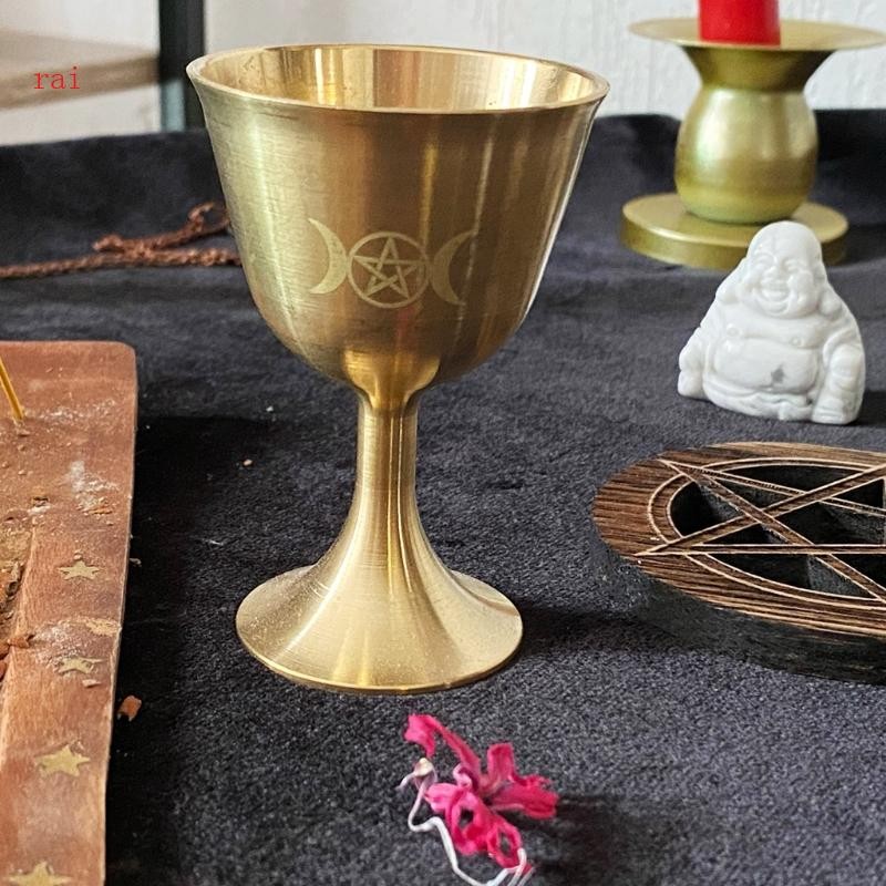 Ritual Cup Cálice Wicca Chapeamento Ouro Cerimônia Latão Lua Adivinhação Ferramenta Astrológica Jogo