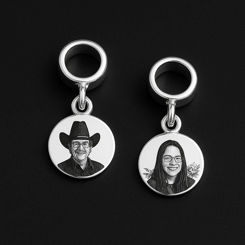 Berloque Personalizado com Foto 10mm Delicado para Pulseira e Bracelete Banhado Prata 925 Presente Mimo Dia