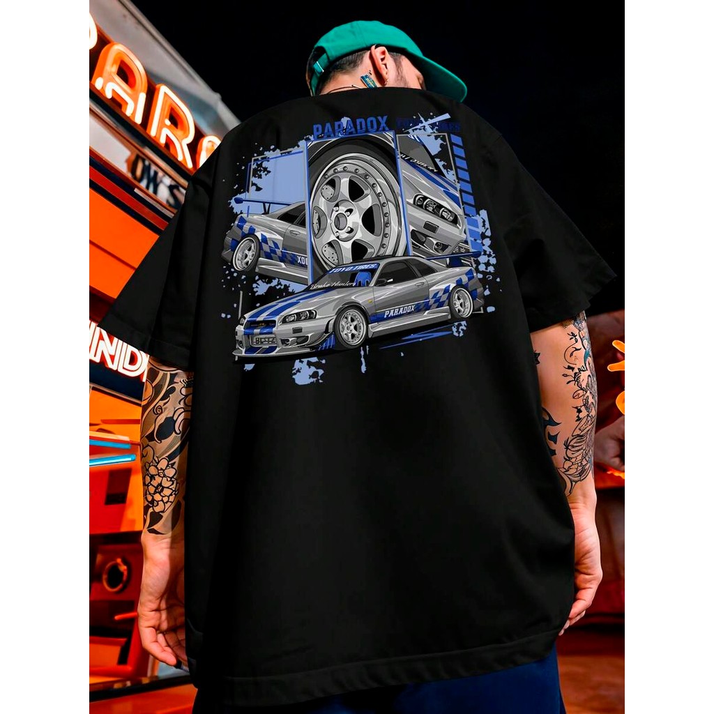 Camiseta Oversized Streetwear Carro Esportivo Skyline Paradox