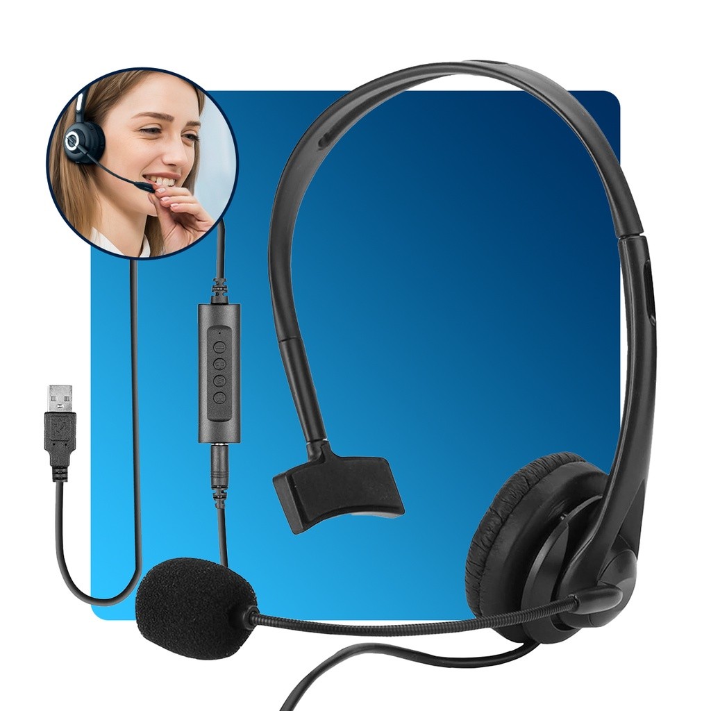 fone de ouvido headset com microfone flexível callcenter telemarketing fone Gamer