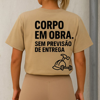 Camiseta Camisa 100% Algodão  Treino Academia Musculação Fitness  Corpo em Obras Blusa Feminina em Oferta na Shopee