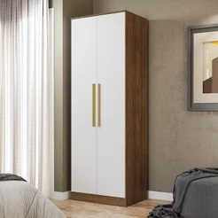 Guarda-Roupa 2 Portas 2 Gavetas Kappesberg Adapt Nogueira/Branco 80cm