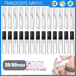 30/60x Perfume Sub-engarrafamento 5ml Garrafa de Spray portátil Garrafa de vidro Corpo Bico de plástico