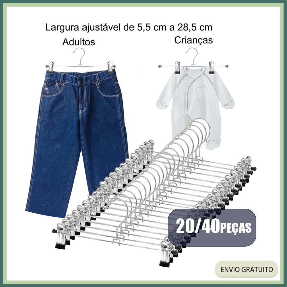 20/40 peças rack de calças de Metal com rack de secagem antiderrapante de borracha clipe retrátil rack de calças