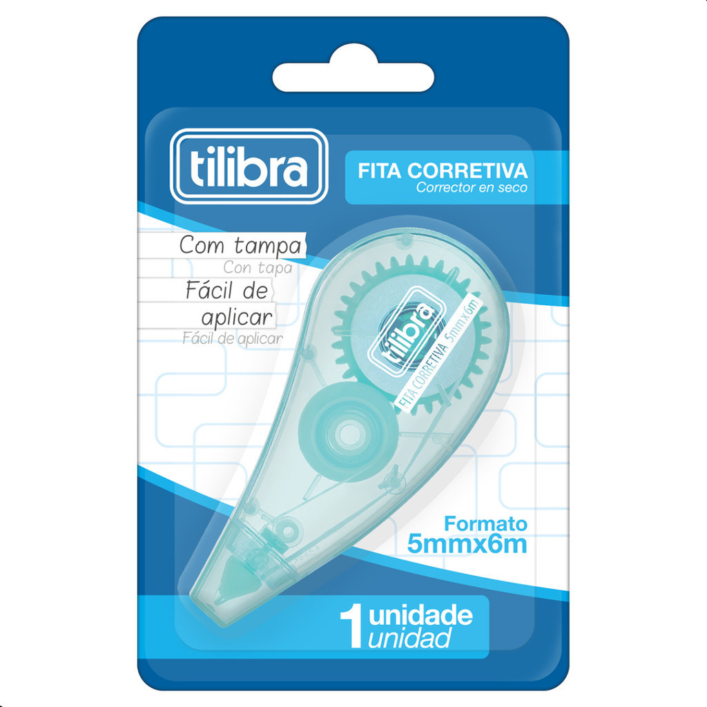 Corretivo Em Fita Tilibra - Fita Corretiva AZUL VERDE ou ROSA 5mm x 6m em Oferta na Shopee