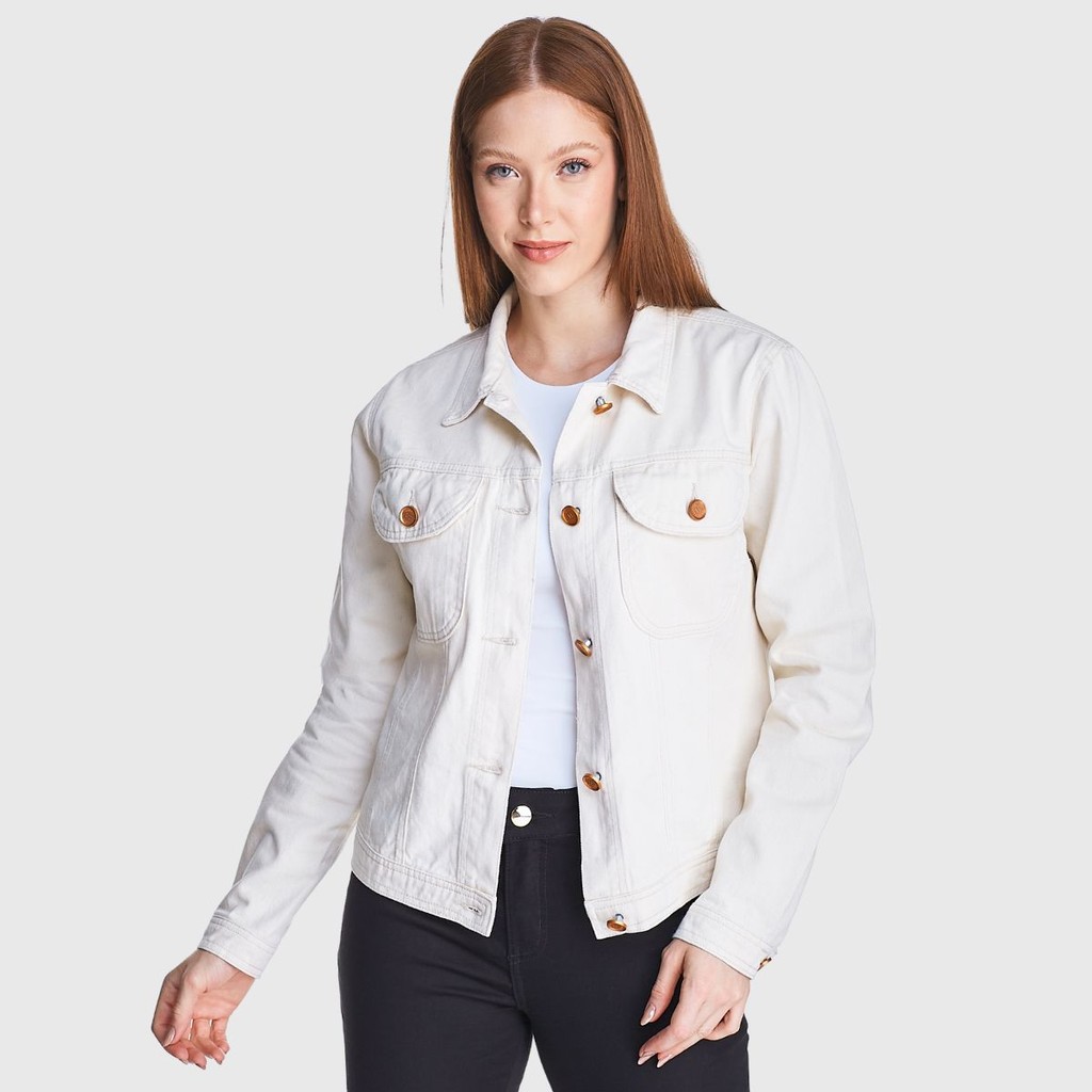 Jaqueta Feminina HNO Jeans Tradicional Off White