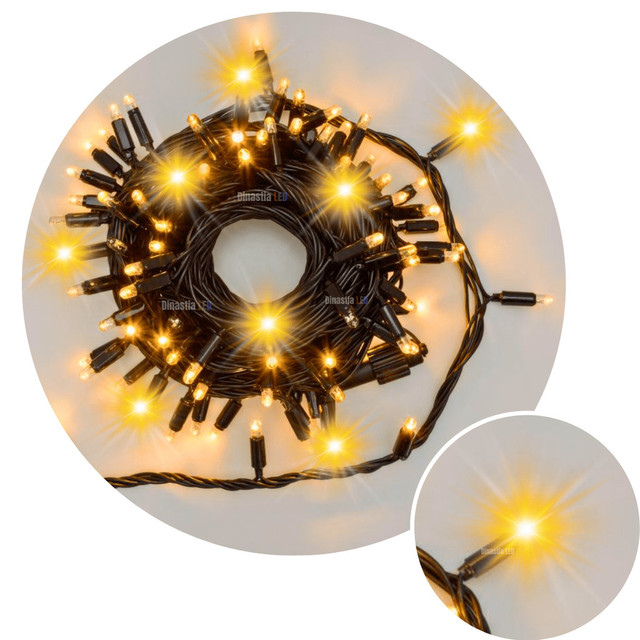 Cordão LED Strobo 10m 100 LEDs (80 Fixo + 20 Strobo) Conexão Macho Fêmea Natal Arvore pisca pisca