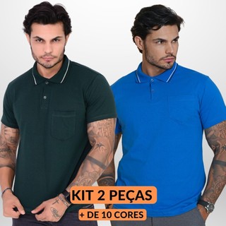 Kit 2 Camisetas Camisa Polo Masculina Com Bolso Casual