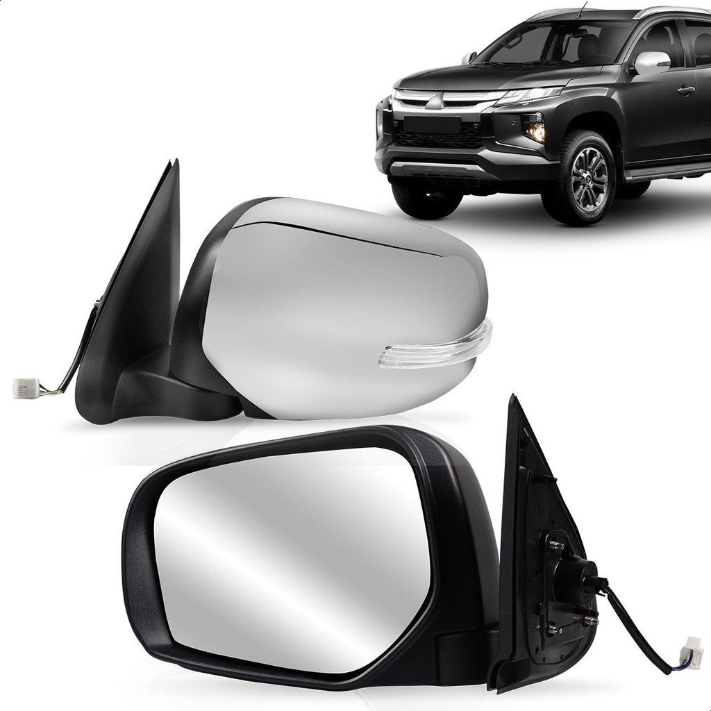 Par Retrovisor L200 Triton 2015 2016 2017 2018 2019 2020 2021 Elétrico Cromado Com Pisca em Oferta na Shopee