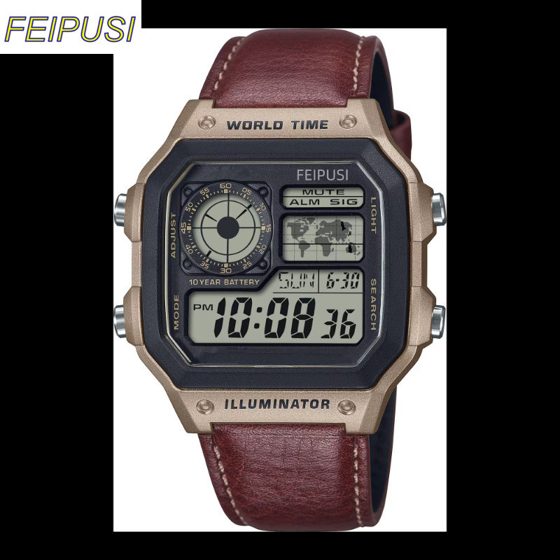 FEIPUSI Relógios Masculinos Esportivos Digitais De Couro 1200 777 em Oferta na Shopee