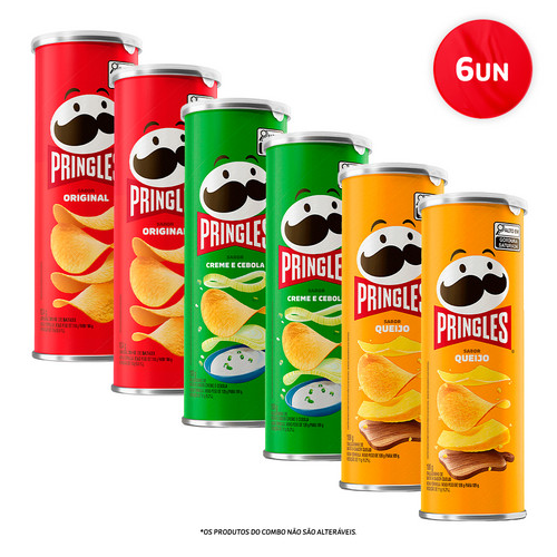 Combo Pringles Original  2 unid + Pringles Creme e Cebola 2 unid + Pringles Queijo 2 unid em Oferta na Shopee