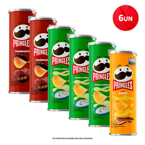 Combo Pringles Creme e Cebola 3 unid + Pringles Churrasco 2 unid + Pringles Queijo 1 unid em Oferta na Shopee