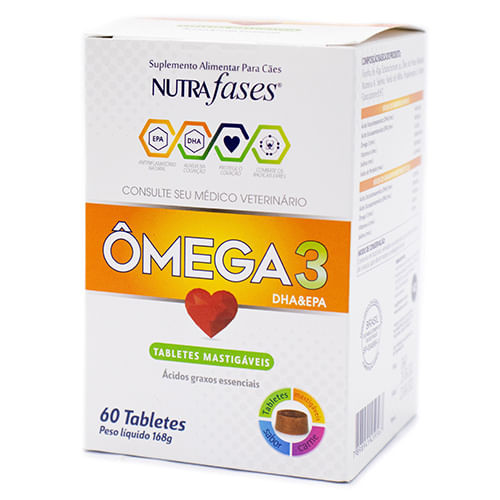 Suplemento Alimentar Nutrafases Ômega 3 Cães 60 Tabletes