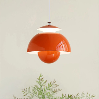 Luz Pendente De Ferro Estético Laranja Moderna , Lustres De Teto Led Minimalistas Nórdicos , Adequados Para Sala De Esta