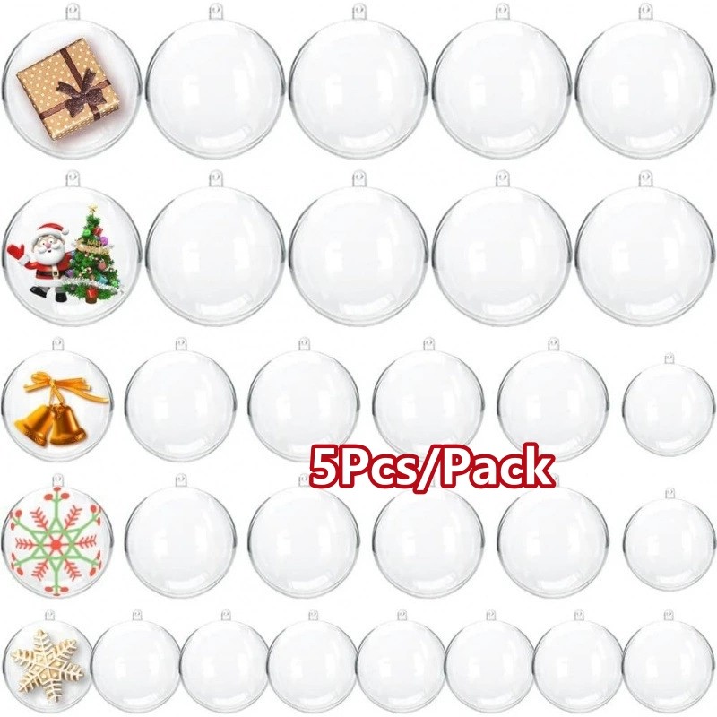 Conjunto De Enfeites Pendurados Bolas De Natal DIY Plástico Transparente Feriado Acrílico Bola Preenchível
