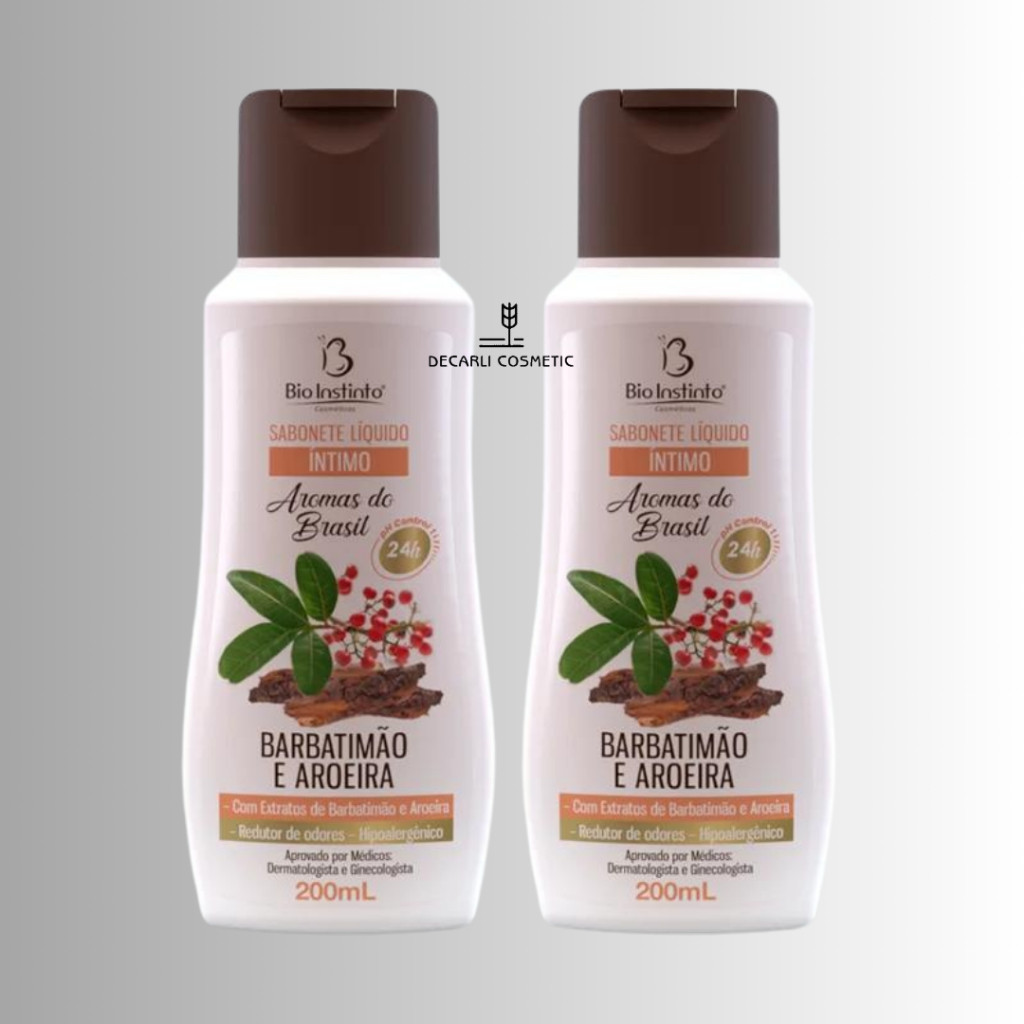 2 UN Sabonete Íntimo Barbatimao e Aroeira 200ml  Bio Instinto