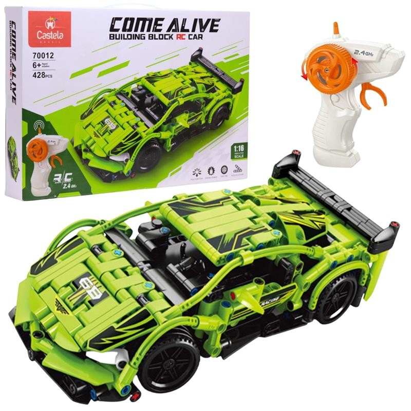 Carrinho Controle Remoto Blocos De Montar 428 Peças Caminhonete Amarela 1:16 Castela