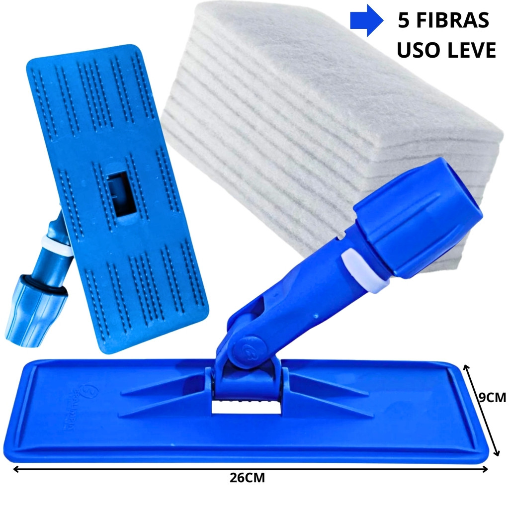 Kit Suporte Limpa Tudo Mop Pega Fibra + 5 Fibra uso Leve