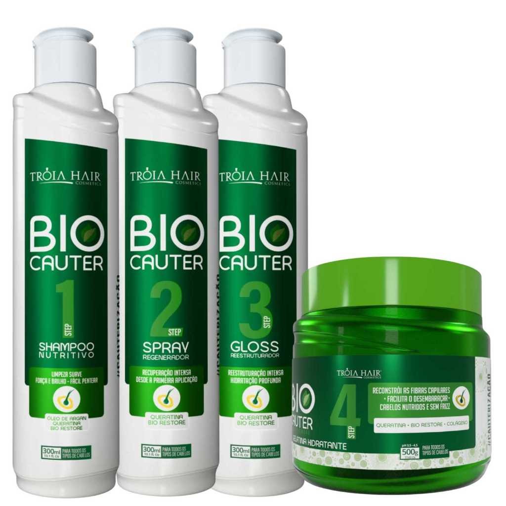 Kit Cauterização 4 Passos - Troia Hair: Reconstrução Intensiva Para Cabelos Danificados 300ml