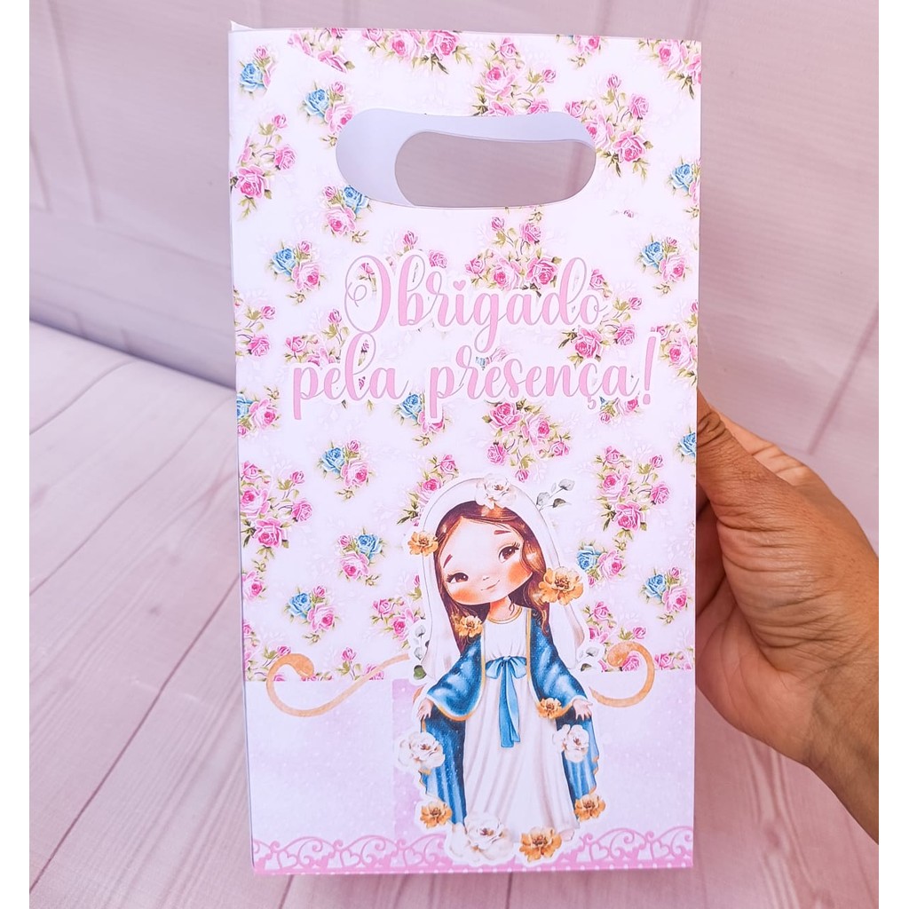Sacolinhas NOSSA SENHORA DAS GRAÇAS ROSA - Sacola para lembrancinha de aniversário infantil - Pegue e Monte