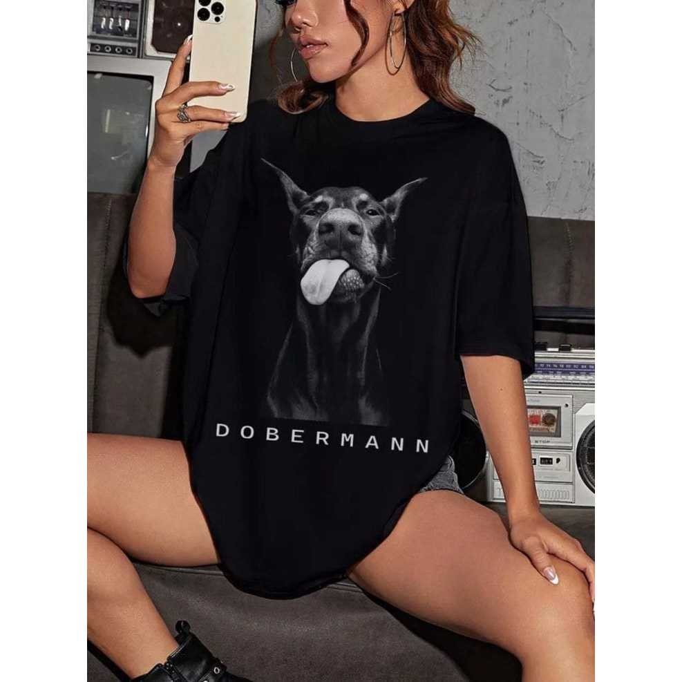 Camiseta Streetwear Oversized Estilo Urbano  Feminina Masculina Unissex Estampa Dobermann Casual