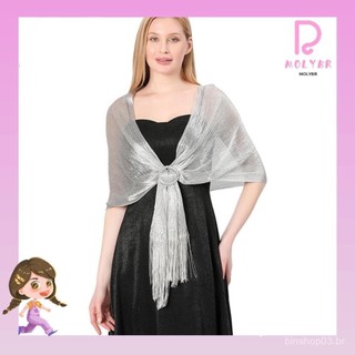 Xale De Vestidos De Noite MOLYBR , Lenço Metálico Brilhante Para Dama De Honra , Xales Brilhantes Dourados E Prateados