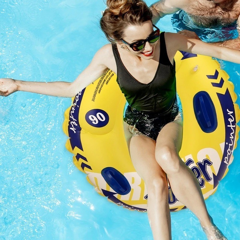 Boia Flutuador De Piscina Inflável Com Alça 120cm, Anel De Natação, Círculo De Verão, Rafting De Rio — imagem 2 de 2