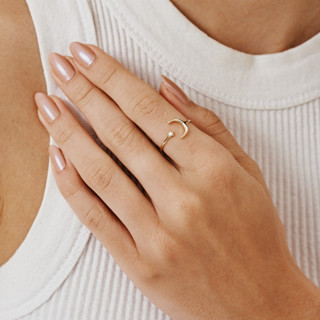 Anel Regulável Lua com Ponto de Luz em Banho de Ouro 18k em Oferta na Shopee