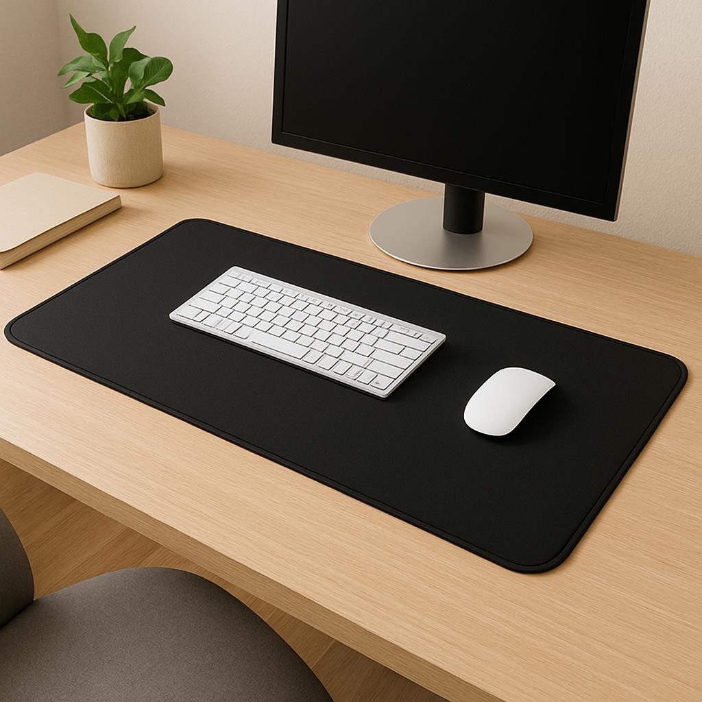 Mousepad Ergonômico Grande Antiderrapante Preto Base Emborrachada