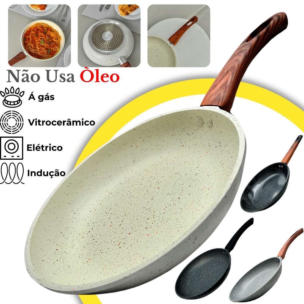 Frigideira Ceramica Antiaderente Fogão Cooktop Gás Indução Elétrico Grande Premium Profissional