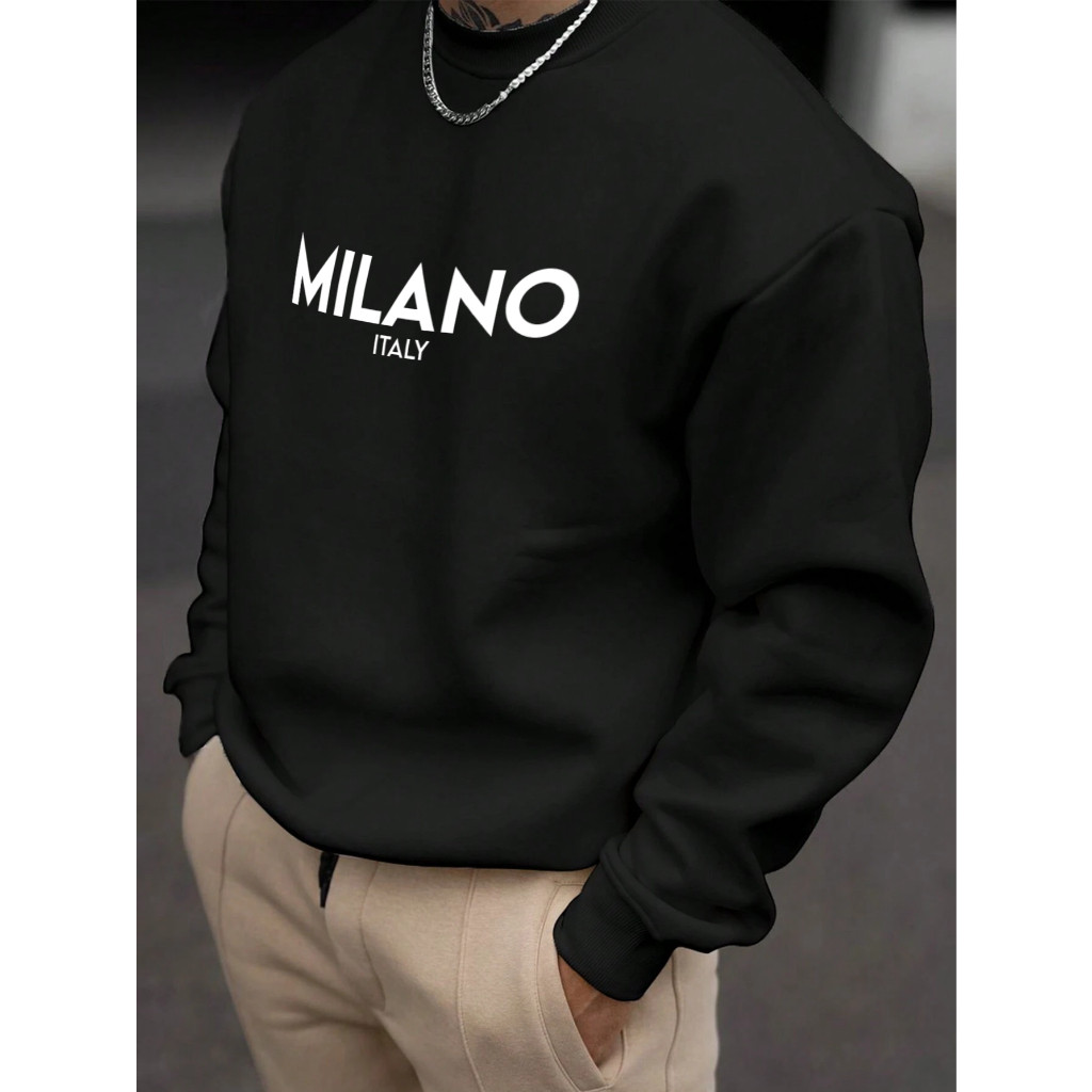 Moletom Gola Redonda Careca    blusa de frio  estampado Milano Confortável