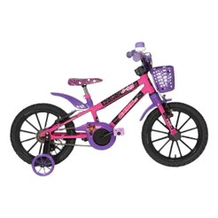 Bicicleta Kids Aro 16 Feminino Lilas Rosa Com Rodinhas
