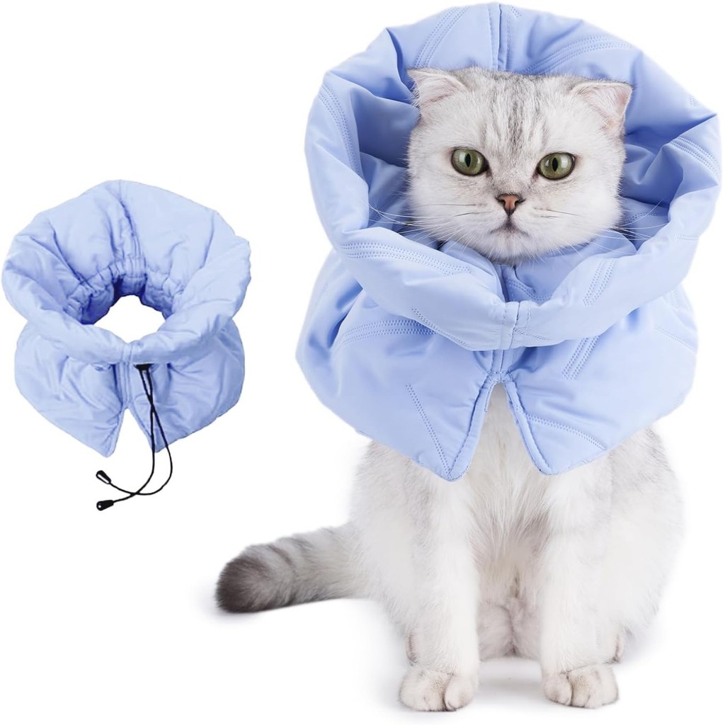 Colar Cachecol Pós-Cirúrgico Para Gatos Protetor de Pescoço Estofado Ajustável