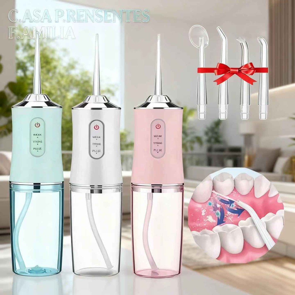 Irrigador Bucal USB Recarregável – Jato de Água e Função Fio Dental