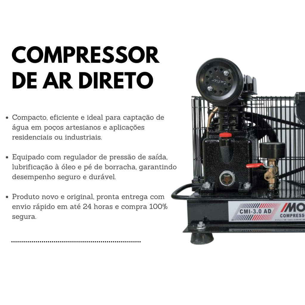 Compressor de Ar para poço artesiano 1HP Monofásico