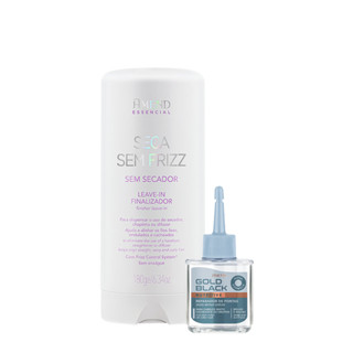 Kit Amend Seca Sem Frizz Gold Black Leave-in Reparador de Pontas (2 produtos) em Oferta na Shopee