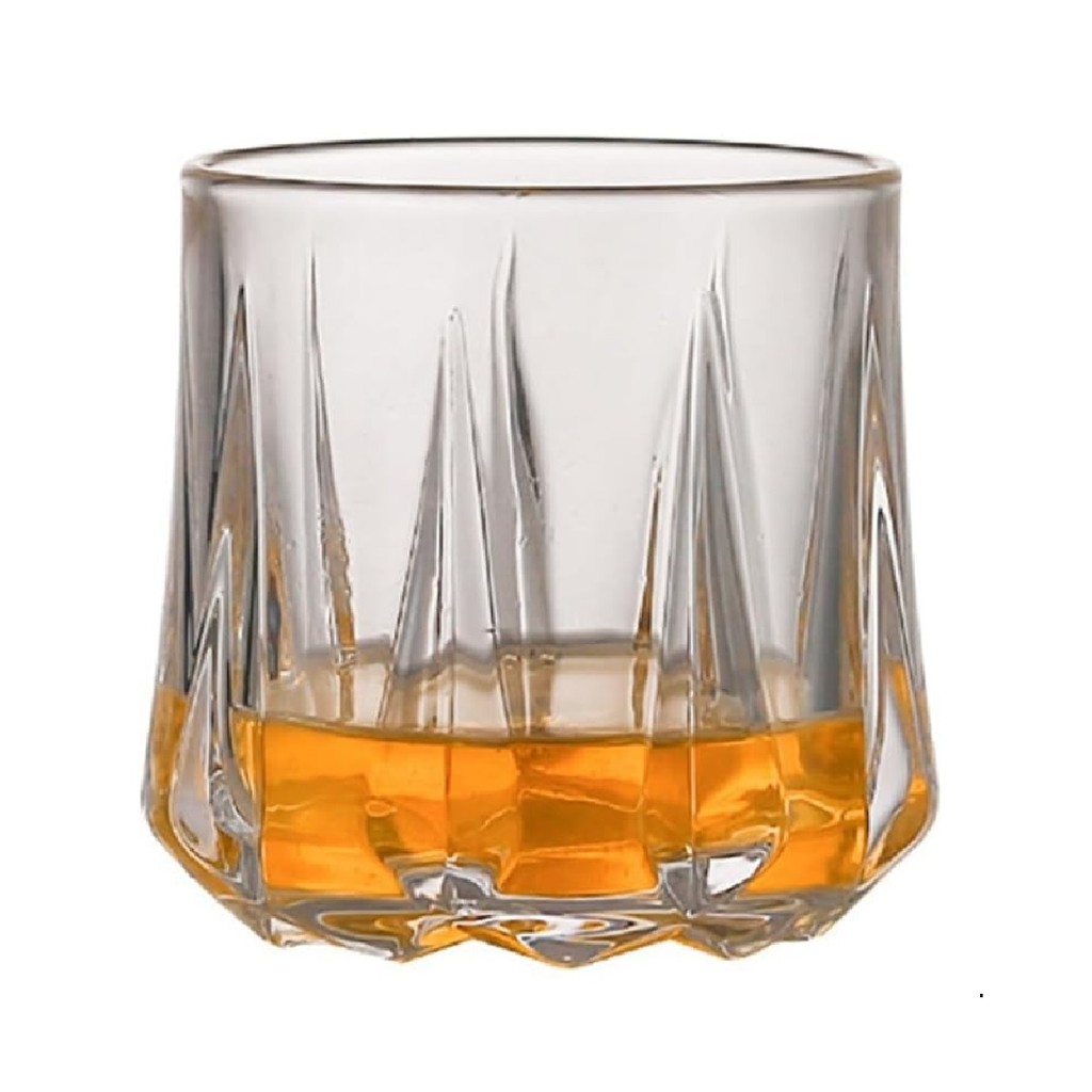 Kit Jogo 6 Copos Vidro Redondo Whisky Drinks 250ml Gelo Americano Shot Conjunto Retro Cristal Água