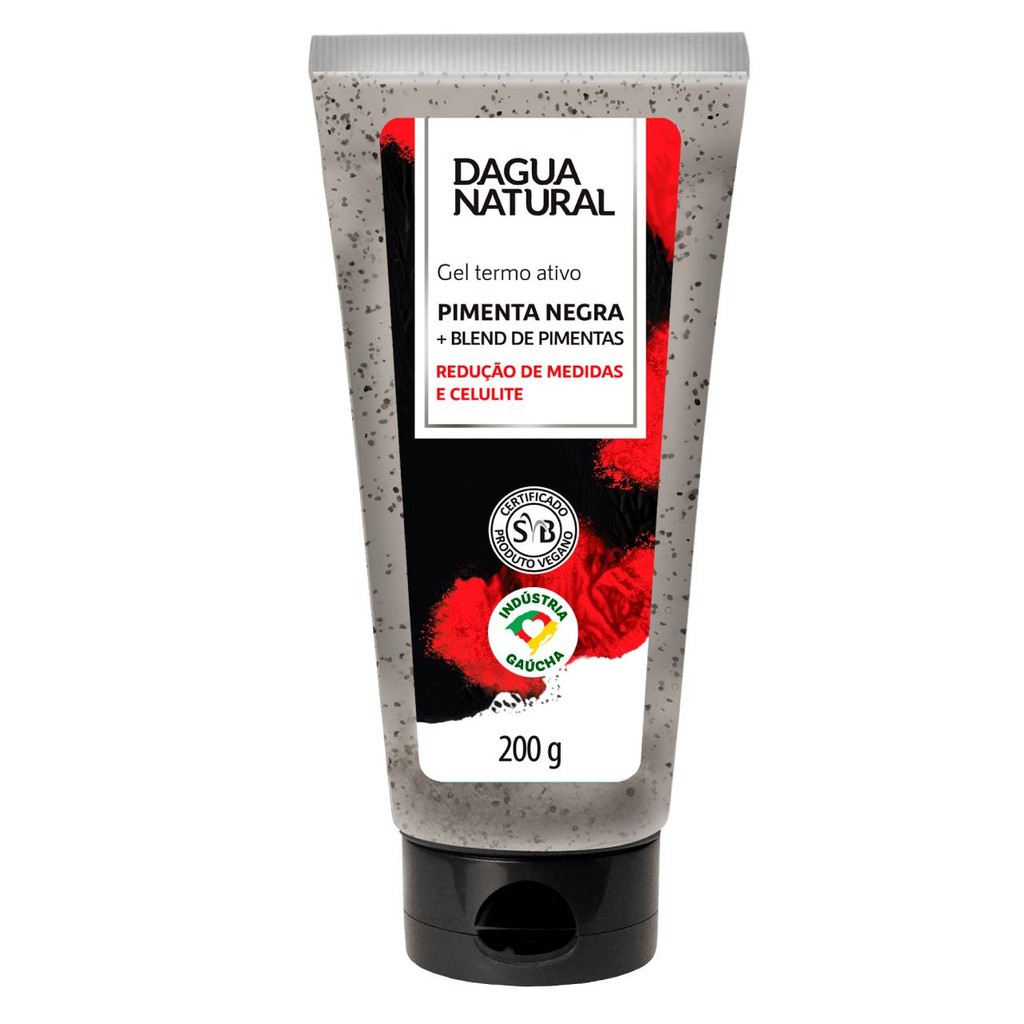 Gel Termoativo Pimenta Negra 200g Dagua Natural – Redução de Medidas e Celulite