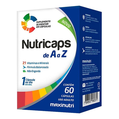 Nutricaps Polivitamínico De A Z Com 60 Cápsulas - Maxinutri em Oferta na Shopee