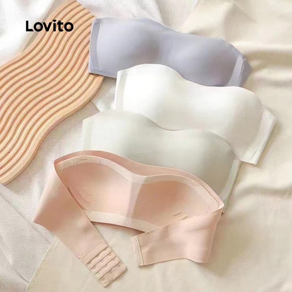 Lovito Sutiã Bralette de Pele Amigável Sem Fio Push-up Respirável Toque Suave Na Pele para Mulheres LCS25A68 em Oferta na Shopee