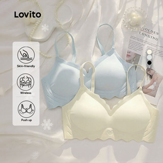 Lovito Sutiãs Casuais Sem Costura Respiráveis Com Borda De Concha Ajustável Alças Finas Para Mulheres L50AD057 em Oferta na Shopee