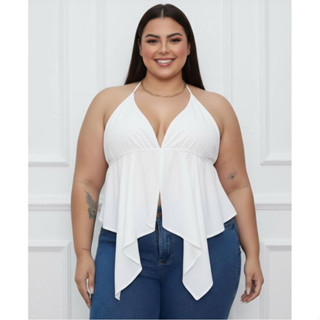 Top Malibu Cropped Feminino Babado  Boho Chic  Com Bojo Costa Nua Plus Size Blusinha Babado em Oferta na Shopee
