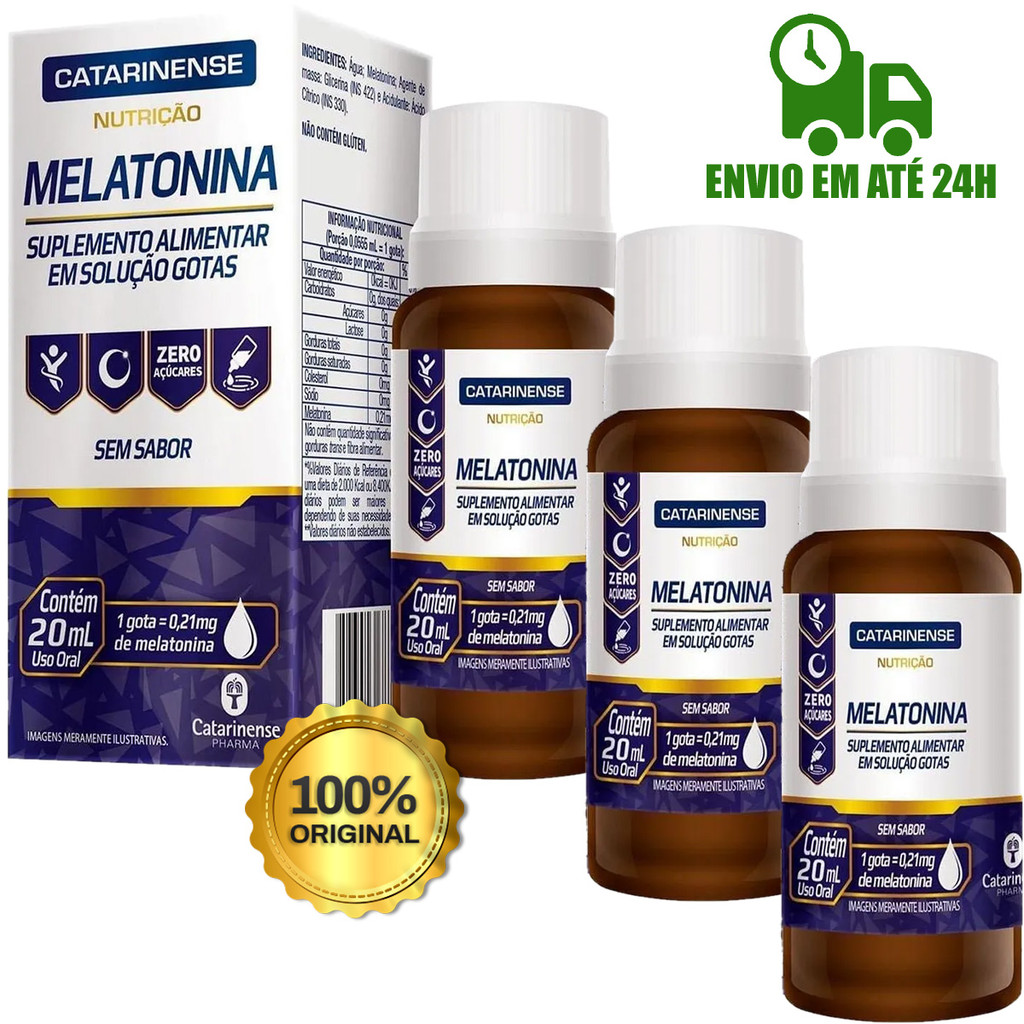 Kit 3x Melatonina em Gotas Catarinense Original Dormir Sono
