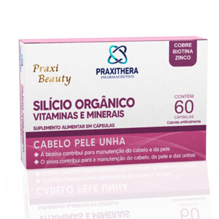 Silício Orgânico - Cabelo, pele e unha 150 mg Praxi Beauty 60 Cápsulas em Oferta na Shopee