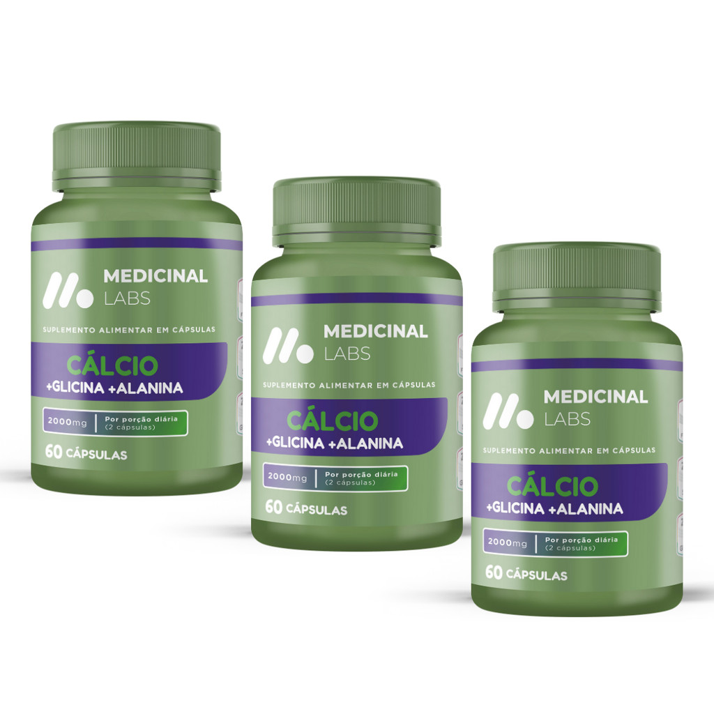 KIT 3 UN - CALCIO GLICINA ALANINA 2000MG 60CAPS MEDICINAL LABS