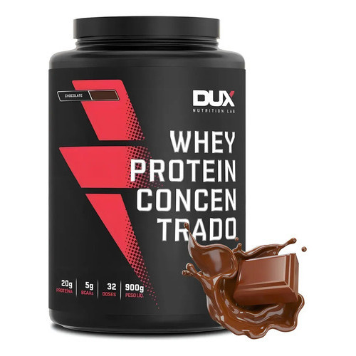 Dux Whey Concentrado Proteína 100% Pura 900g Ganho De Massa Sabor Chocolate