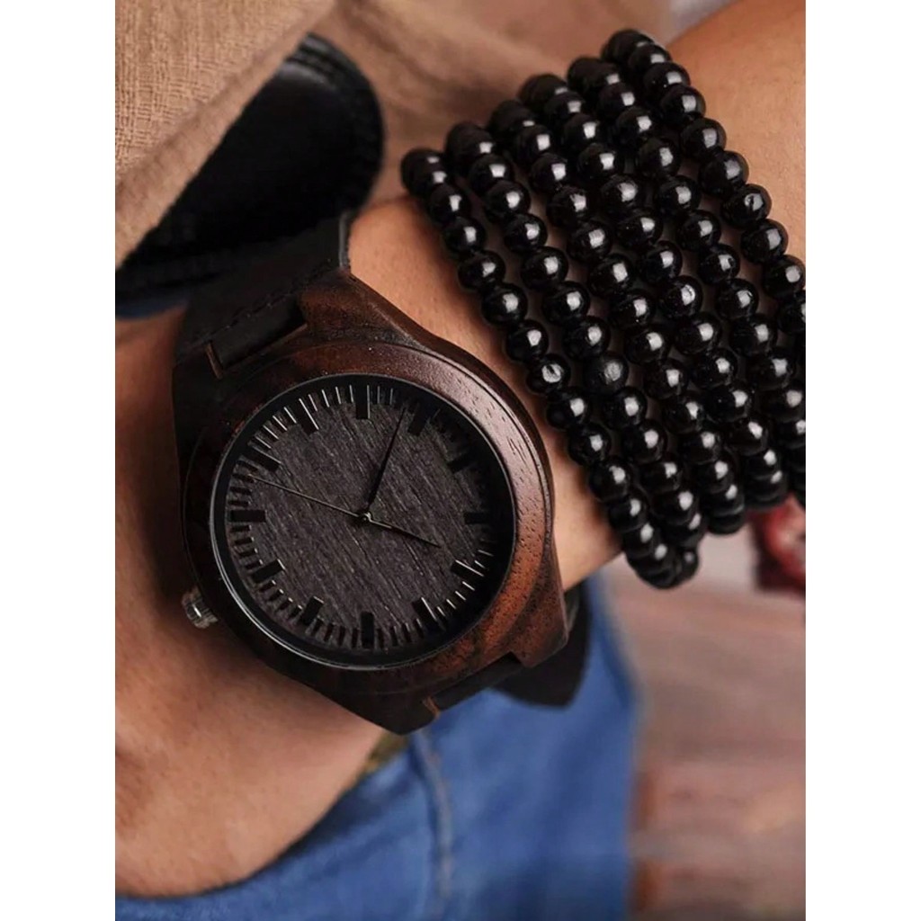 Kit com 6 Pulseiras de perola em ABS cor  Onix Preta |  pulseira fio silicone miçanga 0.8 MM