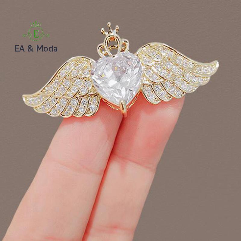 EA & Moda Anjo Asa Broche De Cristal All-match Pequeno Fresco Corsage Colarinho Pino Terno Jaet Saco Vestido Lapela Jóia