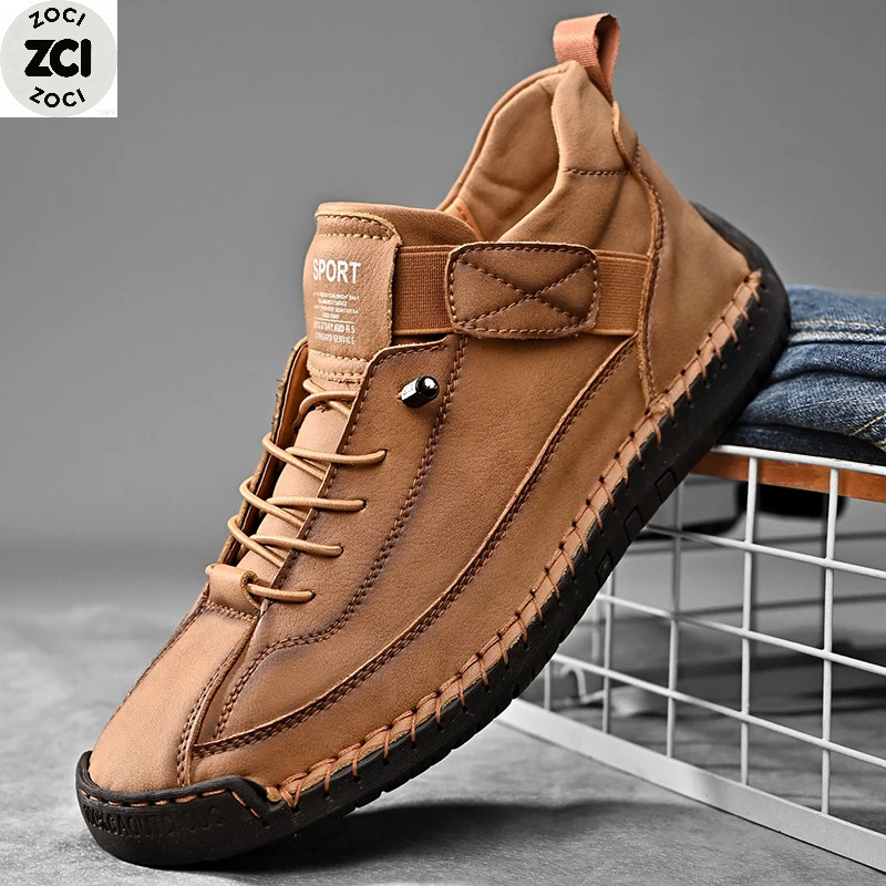 ZOCI Sapatos Masculinos De Couro Feitos À Mão , Mocassins Casuais Respirável Da Moda , Com Ferramentas , Plus Size