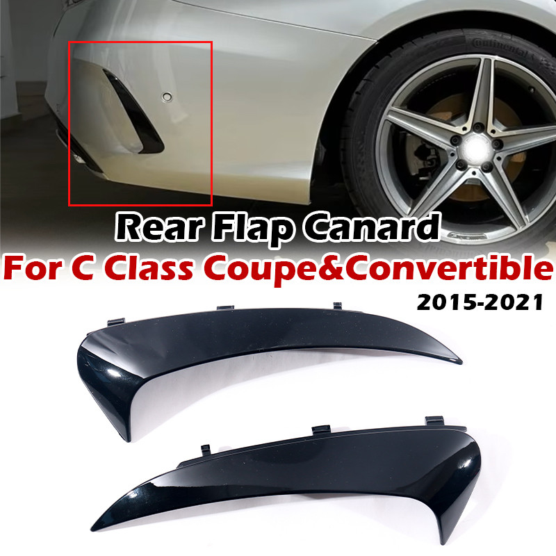 Canard Flaps Para Mercedes Benz Classe C 2 Porta C205 A205 AMG Linha Coupe Conversível Cabriolet Preto Brilhante 1 Par 2